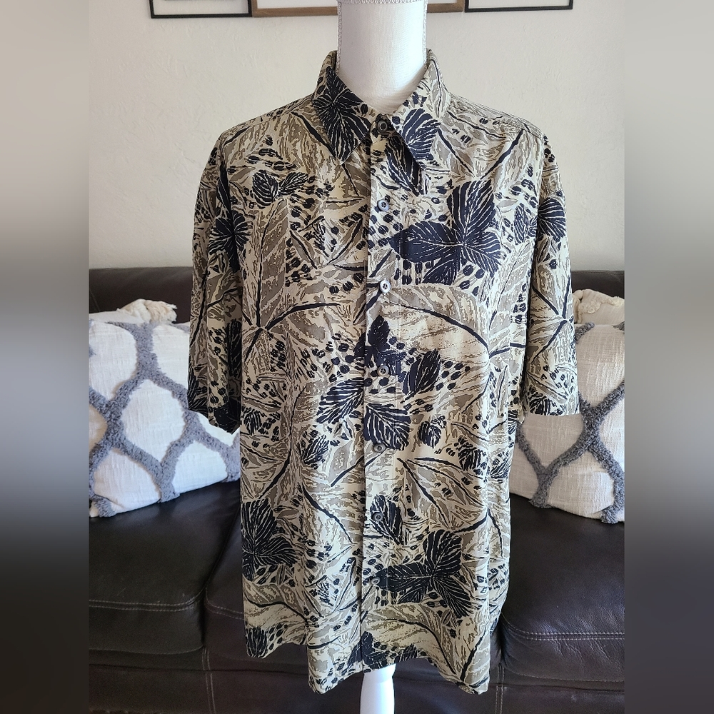 Axis LA Men’s 100%‎ Silk Tropical Hawaiian Short Sleeve Button Up Shirt Size L - Picture 9 of 11